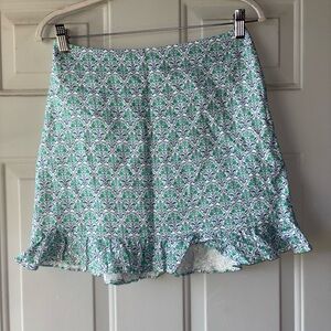 Cami NYC floral ruffle hem linen mini skirt size 4